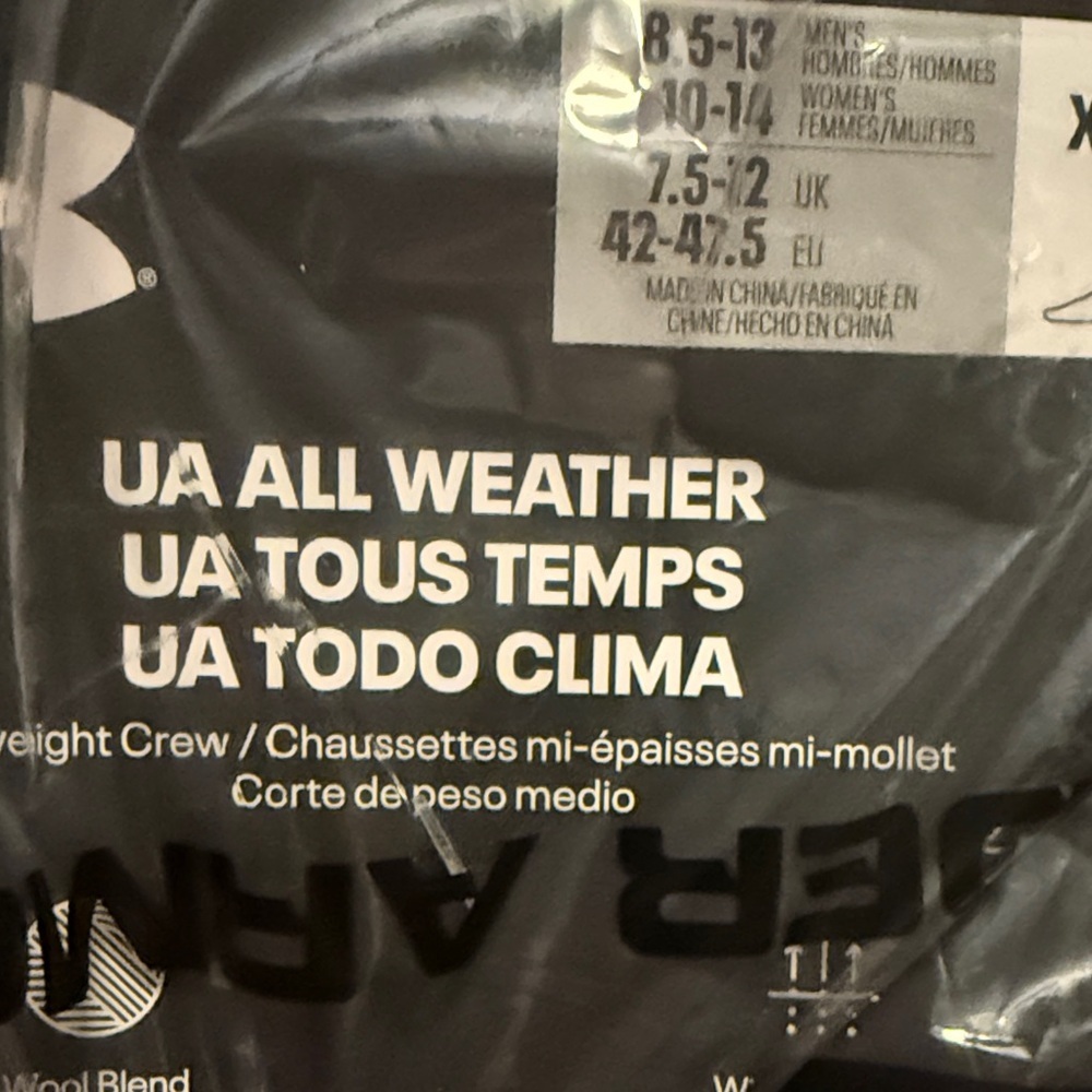 Under Armour UA All Weather Crew Socks charcoal